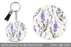 Lavender Keychain Sublimation. Flowers Square Keychain Product Image 1