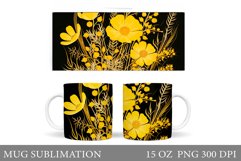 Flowers Mug Design. Floral Mug Sublimation Product Image 1