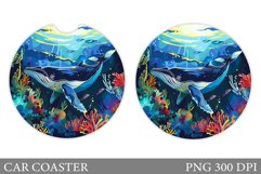Whale Car Coaster Design. Sea Car Coaster Sublimation Product Image 1