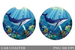 Whale Car Coaster. Sea Car Coaster Sublimation Product Image 1