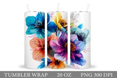 Flowers Tumbler Wrap Design. Sublimation Tumbler Flowers Product Image 1