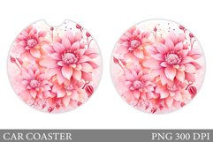 Flowers Car Coaster Design. Flowers Car Coaster Sublimation Product Image 1