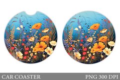 Wildflowers Car Coaster Sublimation. Flowers Car Coaster Product Image 1