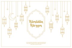 Ramadan kareem, line art design of hanging lantern Product Image 2