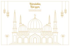 Ramadan kareem, line art design of hanging lantern Product Image 2