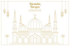 Ramadan kareem, line art design of hanging lantern Product Image 2