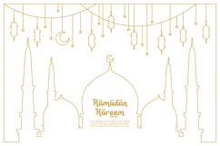 Ramadan kareem, line art design of hanging lantern Product Image 3