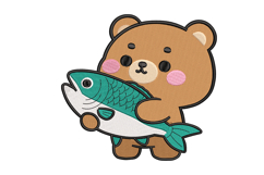 Fishing Bear Machine Embroidery Design Product Image 1