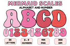 Mermaid Scales Alphabet Letters &amp; Numbers Clipart PNG 300DPI Product Image 1