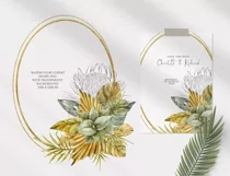 Watercolor floral gold frame clipart. Wedding monogram frame Product Image 2