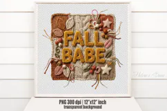 Fall Babe Chenille Embroidered Patch Puffy Clipart PNG Product Image 2