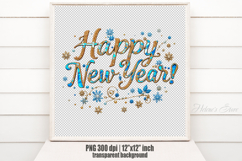 Snowflakes Happy New Year quote sublimation design clipart Product Image 1