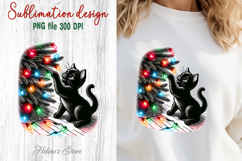 Christmas lights &amp; black cat clipart| Winter t shirt designs Product Image 1