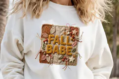 Fall Babe Chenille Embroidered Patch Puffy Clipart PNG Product Image 1