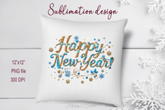 Snowflakes Happy New Year quote sublimation design clipart Product Image 3