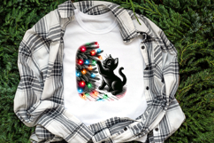 Christmas lights &amp; black cat clipart| Winter t shirt designs Product Image 2