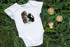Christmas lights &amp; black cat clipart| Winter t shirt designs Product Image 3