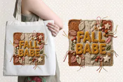 Fall Babe Chenille Embroidered Patch Puffy Clipart PNG Product Image 4