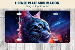 Cat Car plate sublimation |Car plate PNG| Fantasy Galaxy cat Product Image 1