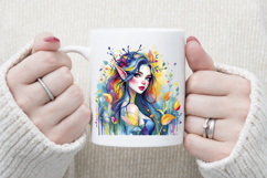 Cute watercolor girl elf flowers summer sublimation design Product Image 4