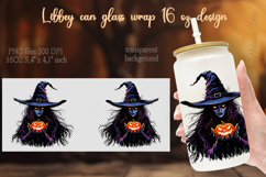 Halloween witch Libbey Can Glass Wrap 16oz sublimation png Product Image 1