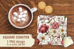 Floral bouquet square coaster | Coastes square sublimation Product Image 2