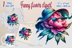 Cute summer peony Clipart | Funny floral girly designs png Product Image 1