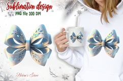 3D Christmas coquette bows design| Blue bow T-shirt clipart Product Image 1