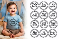 Months SVG, 1 2 3 4 5 6 7 8 9 10 11 12 month SVG Product Image 1
