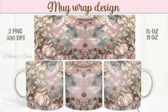 Happy Halloween day mug wrap design png | Pink gold pumpkin Product Image 1