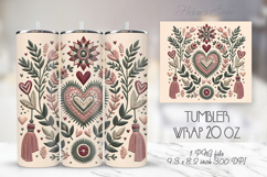 Pastel heart &amp; flowers straight skinny tumbler 20 oz wrap Product Image 1