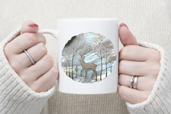 Christmas deer round design| Blue Iridescent T-shirt clipart Product Image 3
