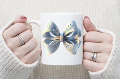 3D Christmas coquette bows design| Blue bow T-shirt clipart Product Image 3