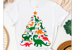 Dinosaurs Christmas Tree Trendy T-shirt Product Image 2
