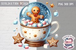 Gingerbread mans cute Christmas Sublimation PNG Coffee Cocoa Product Image 1