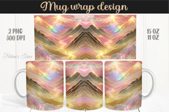 Fantasy mountains iridescent design mug wrap 15oz 11oz png Product Image 1