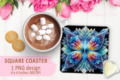 3d Crystal butterfly coaster sublimation |Square coaster PNG Product Image 1