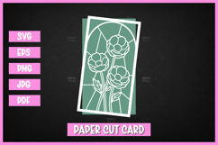 12 Flowers Stained Glass Style Card SVG | Paper Cut Floral Product Image 12
