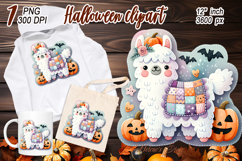 Watercolor Llama With pumpkin clipart png |Fall Animals Product Image 1