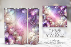 3d Lilac pastel floral tumbler 20oz wrap sublimation designs Product Image 1