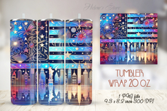 USA Patriotic tumbler wrap 20oz| 4th of July festive city Product Image 1