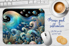 Iridescent blue ocean sublimation design mouse pad Product Image 1