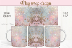 Pastel Christmas mug wrap png |Snowflakes mug sublimation Product Image 1