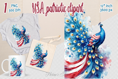 Cute peacock bird American flag colors clipart|USA Patriotic Product Image 1