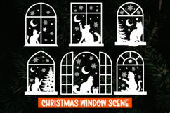 6 Christmas Cat Window decal SVG, Christmas Window Display Product Image 1