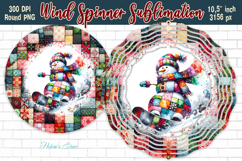 Patchwork Snowman snowboarding Wind Spinner sublimation png Product Image 1