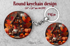 Cute garden gnome and cozy home round keychain design png Product Image 1