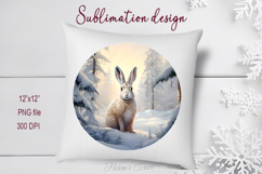 Cute Christmas bunny round cute sublimation design png Product Image 1