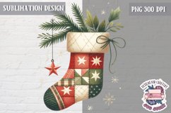 Christmas Patchwork Sublimation Design PNG Glitter Shine Product Image 1