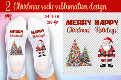 Patchwork Merry Christmas Socks | Sublimation Designs Socks Product Image 1
